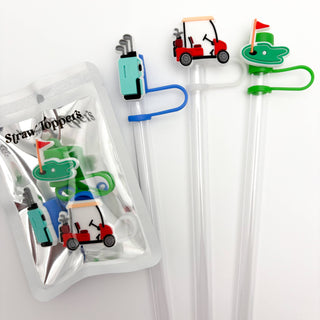 Straw Topper 3 pack - Golf Cart, Golf Clubs, Hole in One