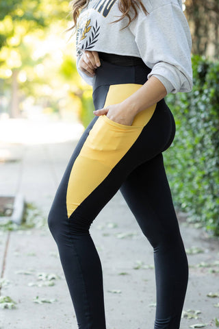 The Yasmine - Yellow Panel Full Length Leggings