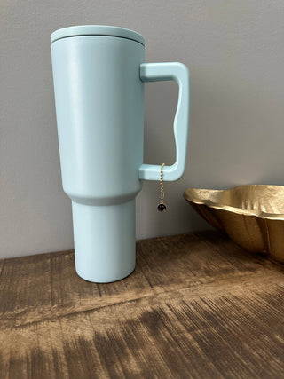 Mini Tumbler Charm Happy Face Gold Ball Chain Black