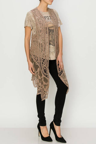 CROCHET VEST WITH LACE LAYER
