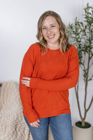 Corrine Ribbed Pullover - Pumpkin