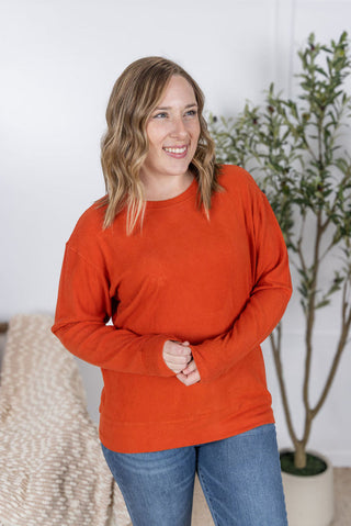Corrine Ribbed Pullover - Pumpkin