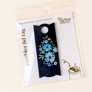Tumbler Lid Tag-Dainty Floral Navy
