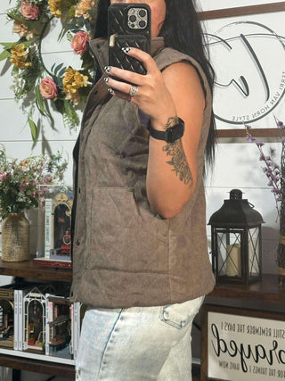 Corduroy Tan Puff Vest