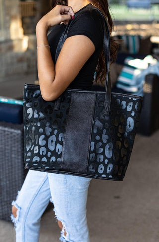 Black Leopard Tote Bag