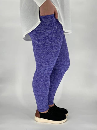 Fleece Lined Heathered Leggings with Pockets