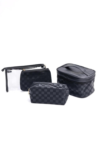 Perfect Black Checkered Pouch Bag Set