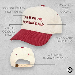 Two Tone Corduroy Hat: Put It on My Husbands Tab - Red/Beige