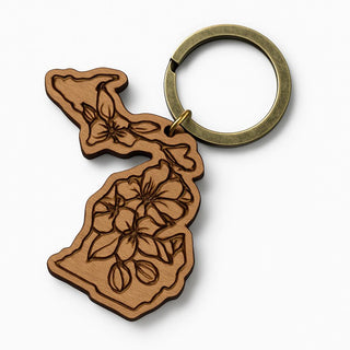 Michigan Flower Keychains | Wood Engraved State Flower