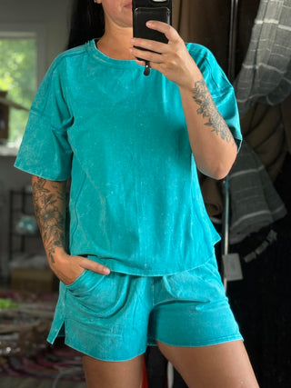 Washed Short Sleeve & Short Set