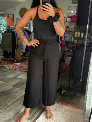 Woven Crepe Linen Pants