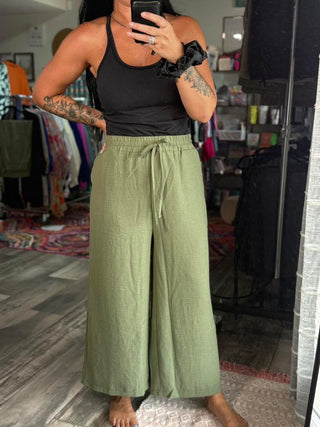 Woven Crepe Linen Pants