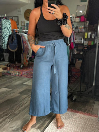 Woven Crepe Linen Pants