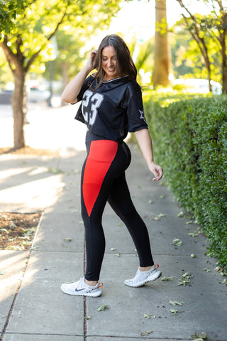 The Roxie - Red Panel Full Length Leggings