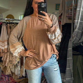 Brown Mixed Media Top