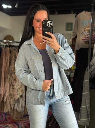 Pin Stripe Denim Jacket