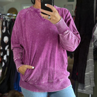 Mineral Washed Crew with Pockets