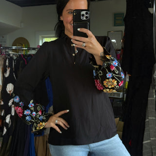 Embroidered Floral Sleeve Top