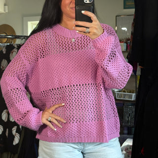 ORCHID THICK KNIT CROCHET SWEATER