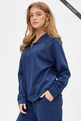 Travel Zip Pullover - Navy