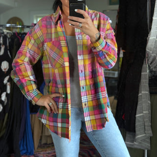 Colored Plaid Button Up