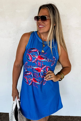 Blue Lobster Terry Dress
