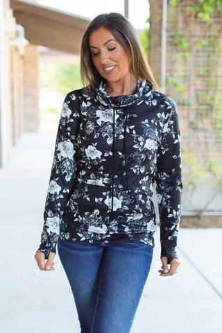 Black Floral Cowl