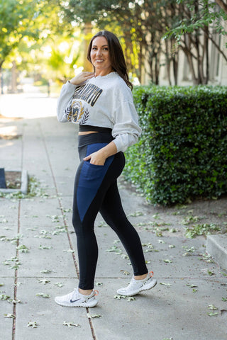 The Billie- Blue Panel Full Length Leggings