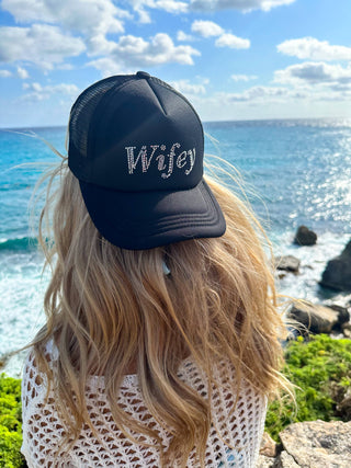 Wifey Rhinestone C.C Trucker Ball Cap TCB03