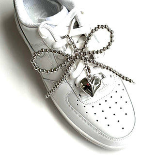Charm Jewels Silver Bow Heart - Shoes, Tumblers, Keys, Ect