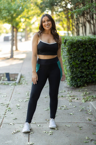 The Gracie- Green Panel Full Length Leggings