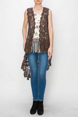All Crochet High-Low Vest