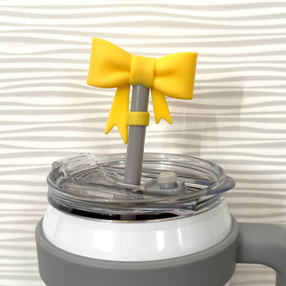 Straw Cover Topper Bow Coquette Yellow 10mm