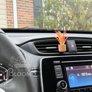 Orange Spikey Plant Vent Clip Car Air Freshener (Reusable)