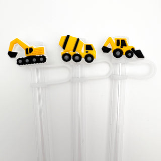 Straw Topper 3 pack - Construction Bulldozer, Excavator, Mix