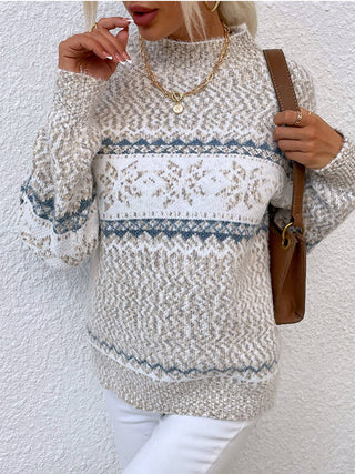 Half High Collar Snowflake Cloud Sweater