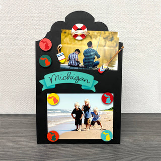 "Michigan" Banner Magnet Blue (6"w)