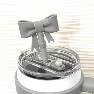 Straw Cover Topper Large Bow Coquette Gray 10mm