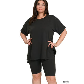 Round Neck Top & Biker Set