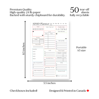 ADHD Daily Productivity Planner: 50 Page Tear-Off Notepad