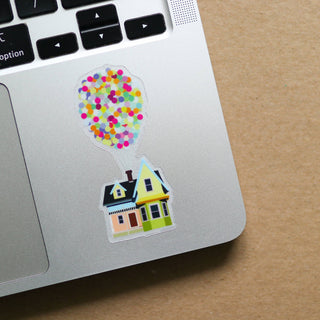 House With Balloons Transparent Waterproof Sticker