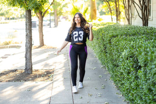 The Presley - Purple Panel Full Length Leggings