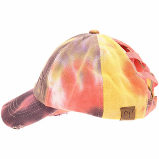 Tie Dye Criss-Cross High Ponytail CC Ball Cap BT791