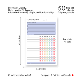 Weekly Habit Tracker: 50 Page Tear-Off Notepad