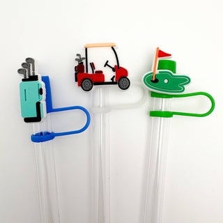 Straw Topper 3 pack - Golf Cart, Golf Clubs, Hole in One