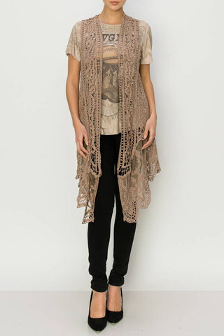 CROCHET VEST WITH LACE LAYER
