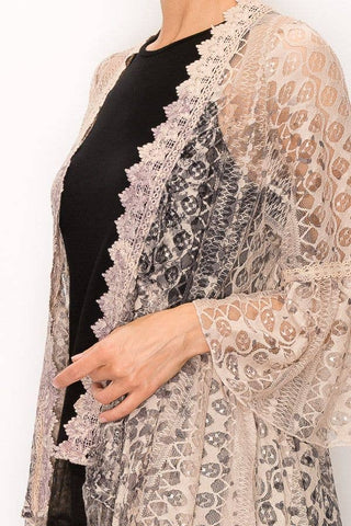 Ethereal Lace Tiered High-Low Kimono Cardigan