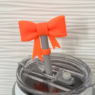 Straw Cover Topper Bow Coquette Orange 10mm