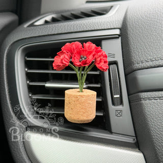 Red Poppies Vent Clip Car Air Freshener Diffuser (Reusable)