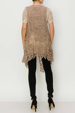 CROCHET VEST WITH LACE LAYER